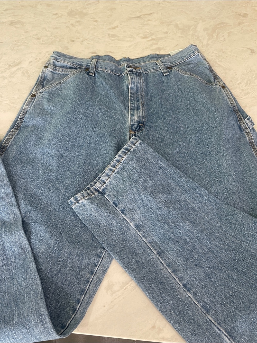 2 Wrangler carpenter rugged work cargo blue denim jeans size 36 x 34 - Picture 9 of 9